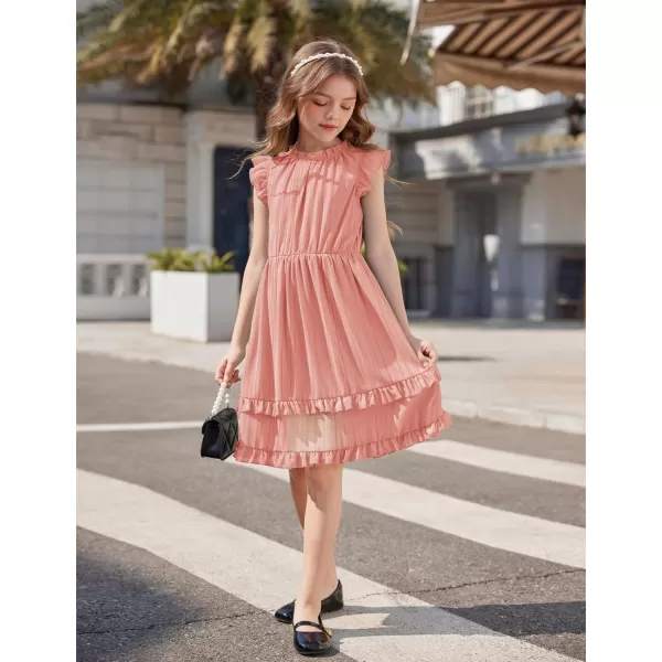 Arshiner Girls Summer Dresses Ruffle Sleeve A-Line Sundress Casual Elegant Dresses