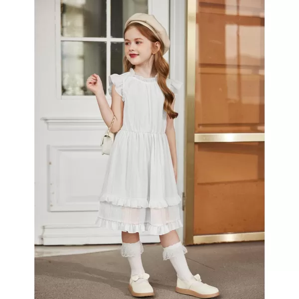 Arshiner Girls Summer Dresses Ruffle Sleeve A-Line Sundress Casual Elegant Dresses