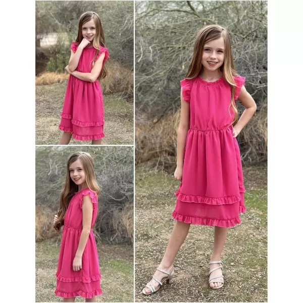 Arshiner Girls Summer Dresses Ruffle Sleeve A-Line Sundress Casual Elegant Dresses