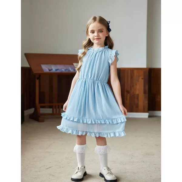 Arshiner Girls Summer Dresses Ruffle Sleeve A-Line Sundress Casual Elegant Dresses