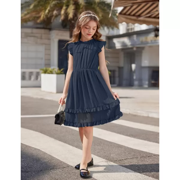 Arshiner Girls Summer Dresses Ruffle Sleeve A-Line Sundress Casual Elegant Dresses