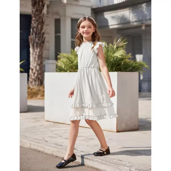 Arshiner Girls Summer Dresses Ruffle Sleeve A-Line Sundress Casual Elegant Dresses