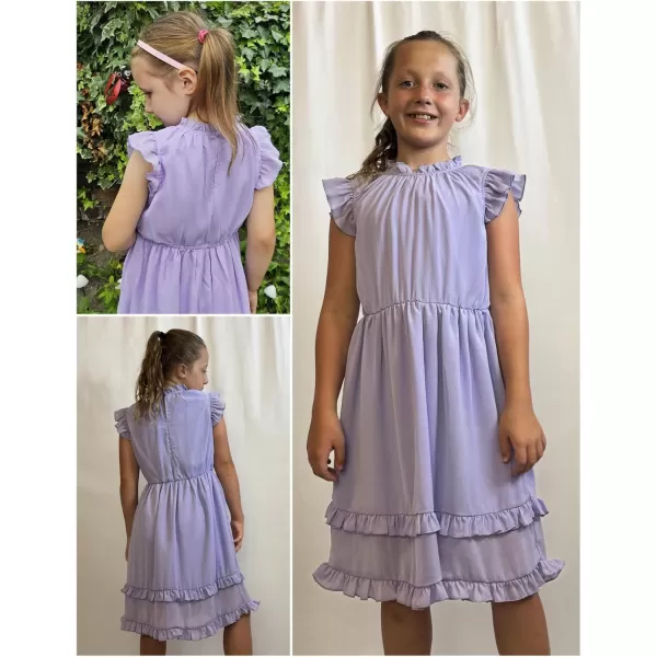 Arshiner Girls Summer Dresses Ruffle Sleeve A-Line Sundress Casual Elegant Dresses