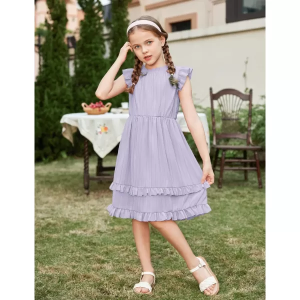 Arshiner Girls Summer Dresses Ruffle Sleeve A-Line Sundress Casual Elegant Dresses