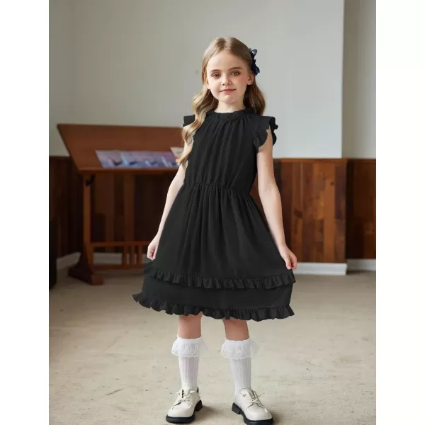 Arshiner Girls Summer Dresses Ruffle Sleeve A-Line Sundress Casual Elegant Dresses