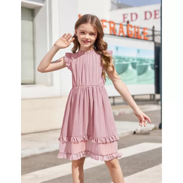 Arshiner Girls Summer Dresses Ruffle Sleeve A-Line Sundress Casual Elegant Dresses