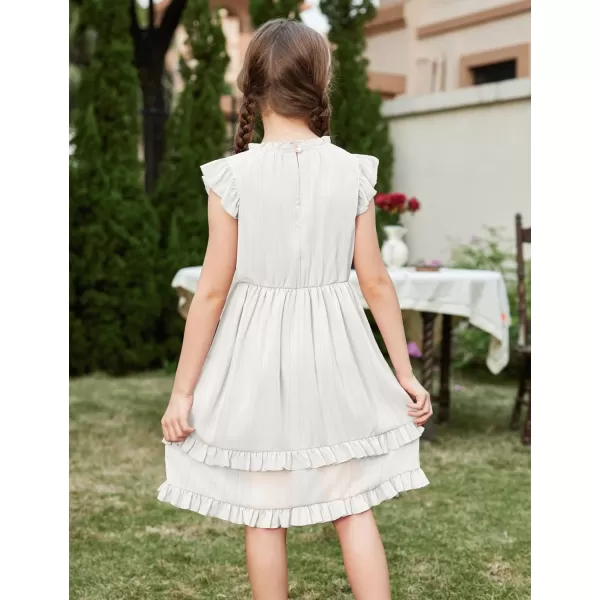 Arshiner Girls Summer Dresses Ruffle Sleeve A-Line Sundress Casual Elegant Dresses