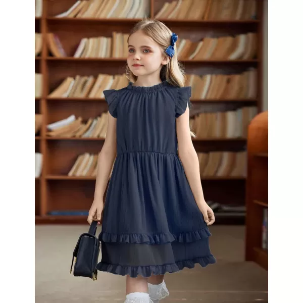 Arshiner Girls Summer Dresses Ruffle Sleeve A-Line Sundress Casual Elegant Dresses