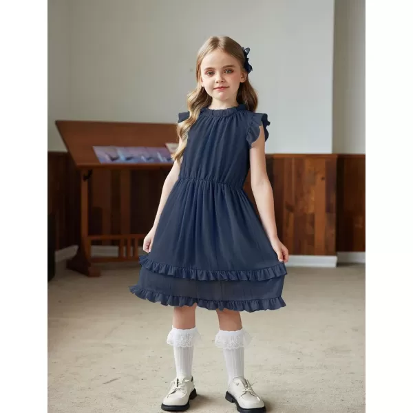 Arshiner Girls Summer Dresses Ruffle Sleeve A-Line Sundress Casual Elegant Dresses