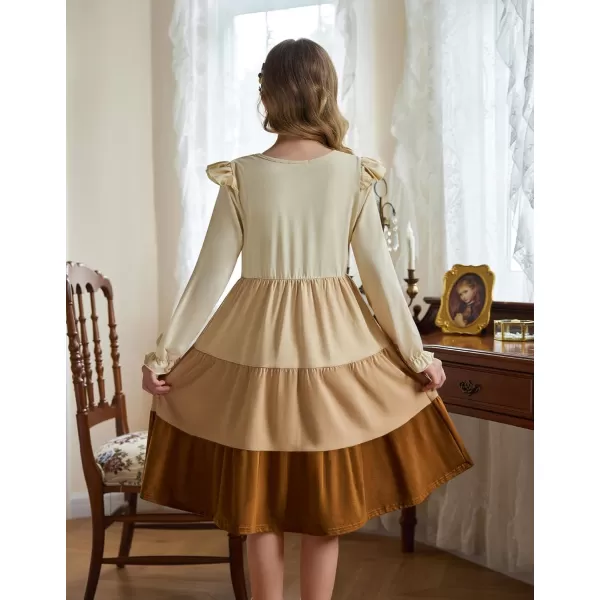 Arshiner Girl's Summer Dresses Ruffle Sleeve Tiered Swing Midi Casual Sundress with Pockets