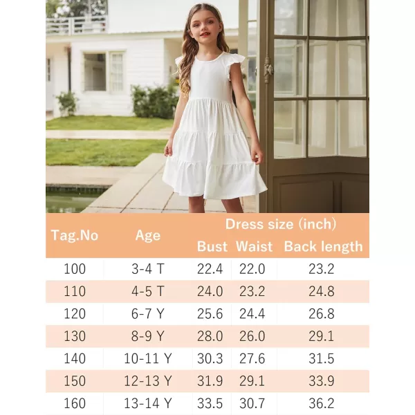 Arshiner Girl's Summer Dresses Ruffle Sleeve Tiered Swing Midi Casual Sundress with Pockets