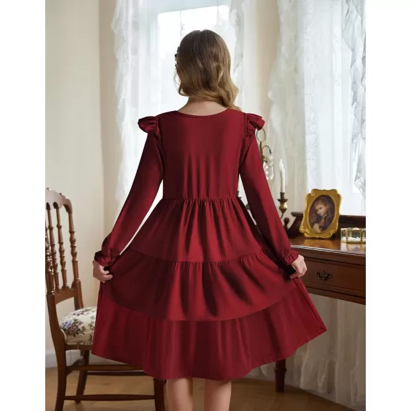 Arshiner Girl's Summer Dresses Ruffle Sleeve Tiered Swing Midi Casual Sundress with Pockets