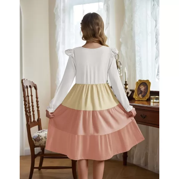 Arshiner Girl's Summer Dresses Ruffle Sleeve Tiered Swing Midi Casual Sundress with Pockets