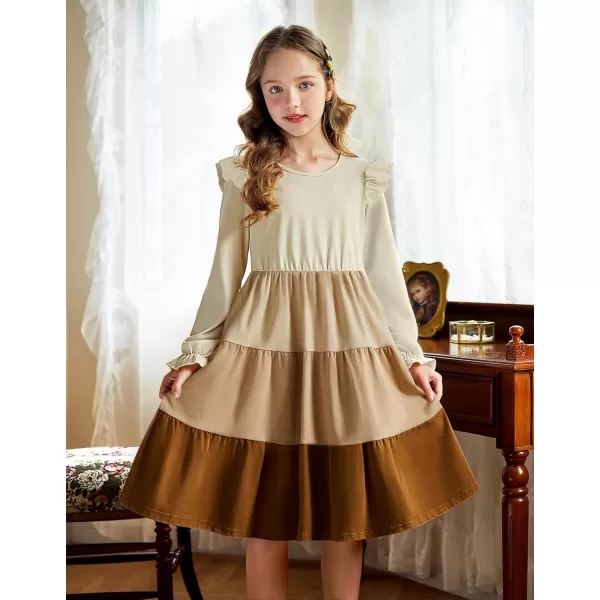 Arshiner Girl's Summer Dresses Ruffle Sleeve Tiered Swing Midi Casual Sundress with Pockets