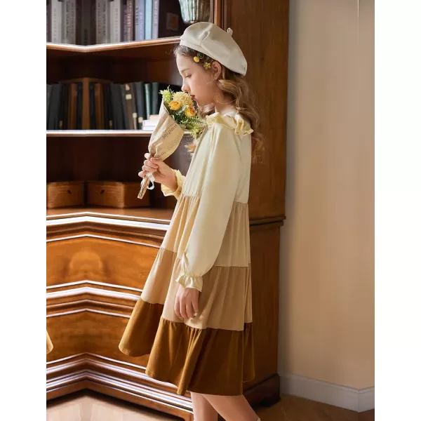 Arshiner Girl's Summer Dresses Ruffle Sleeve Tiered Swing Midi Casual Sundress with Pockets
