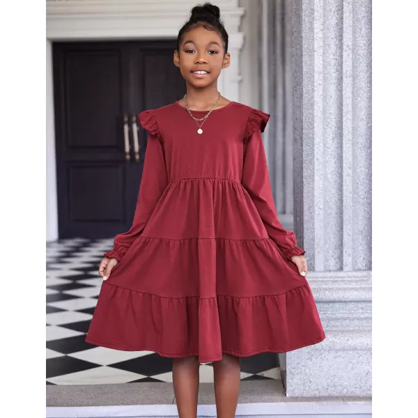Arshiner Girl's Summer Dresses Ruffle Sleeve Tiered Swing Midi Casual Sundress with Pockets