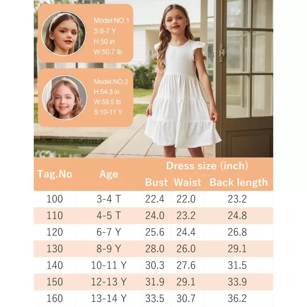 Arshiner Girl's Summer Dresses Ruffle Sleeve Tiered Swing Midi Casual Sundress with Pockets