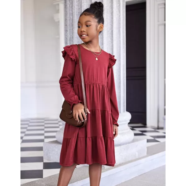 Arshiner Girl's Summer Dresses Ruffle Sleeve Tiered Swing Midi Casual Sundress with Pockets