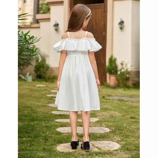 Arshiner Girls Summer Floral Ruffle Sundress Cold Shoulder Casual Holiday Dresses