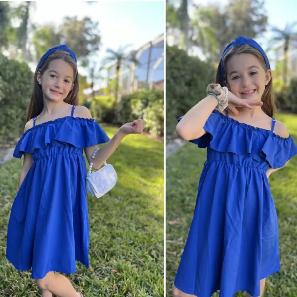 Arshiner Girls Summer Floral Ruffle Sundress Cold Shoulder Casual Holiday Dresses