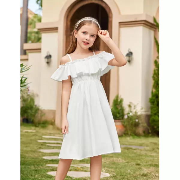 Arshiner Girls Summer Floral Ruffle Sundress Cold Shoulder Casual Holiday Dresses