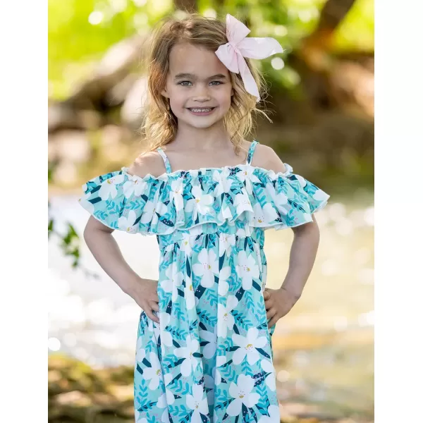 Arshiner Girls Summer Floral Ruffle Sundress Cold Shoulder Casual Holiday Dresses