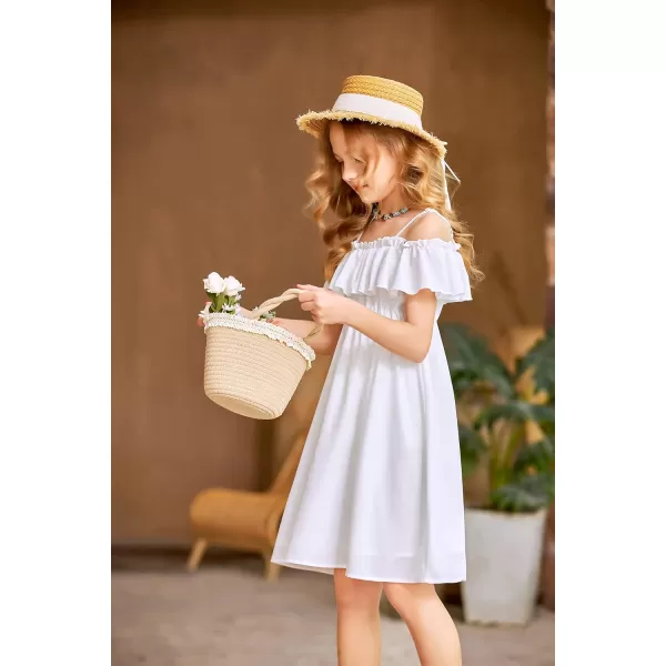 Arshiner Girls Summer Floral Ruffle Sundress Cold Shoulder Casual Holiday Dresses