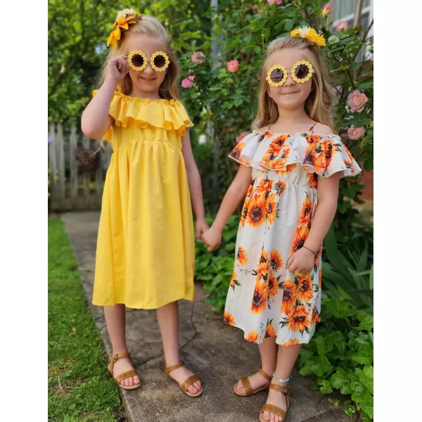 Arshiner Girls Summer Floral Ruffle Sundress Cold Shoulder Casual Holiday Dresses