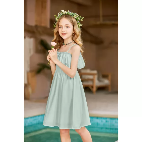 Arshiner Girls Summer Floral Ruffle Sundress Cold Shoulder Casual Holiday Dresses