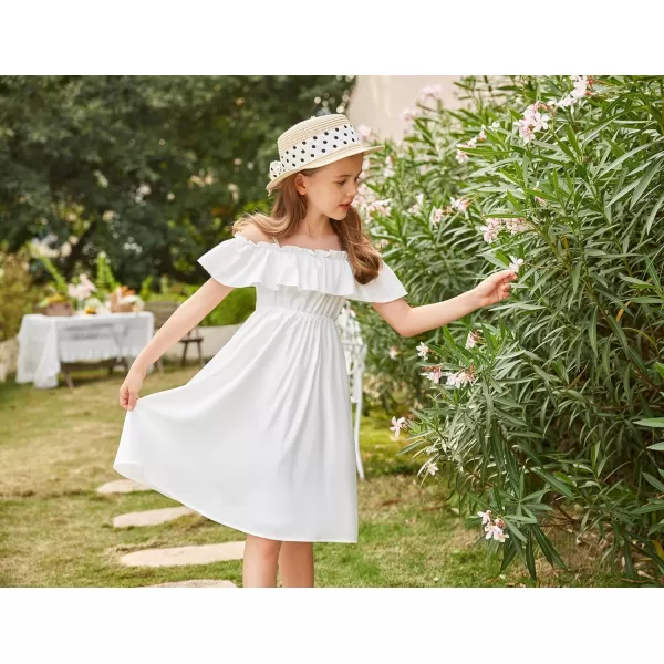 Arshiner Girls Summer Floral Ruffle Sundress Cold Shoulder Casual Holiday Dresses