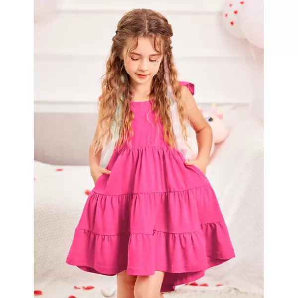 Arshiner Toddler Dress Little Girls Summer Cotton Backless High Low Hem Beach Casual Sundress with Pockets