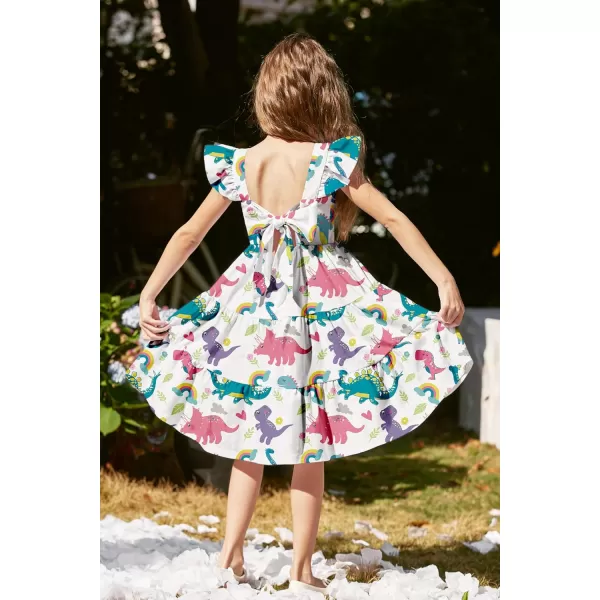 Arshiner Toddler Dress Little Girls Summer Cotton Backless High Low Hem Beach Casual Sundress with Pockets