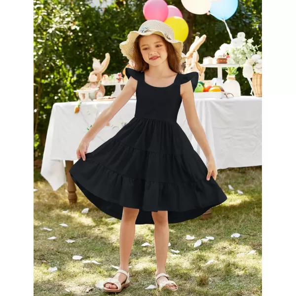 Arshiner Toddler Dress Little Girls Summer Cotton Backless High Low Hem Beach Casual Sundress with Pockets