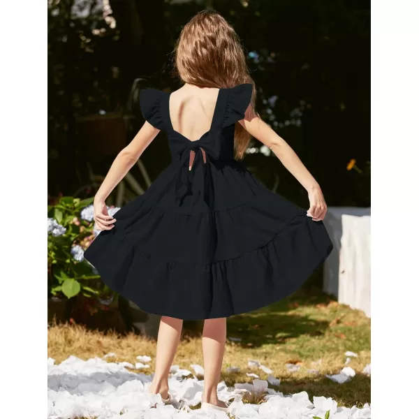 Arshiner Toddler Dress Little Girls Summer Cotton Backless High Low Hem Beach Casual Sundress with Pockets