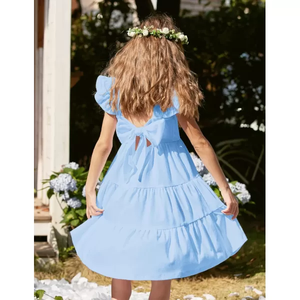 Arshiner Toddler Dress Little Girls Summer Cotton Backless High Low Hem Beach Casual Sundress with Pockets