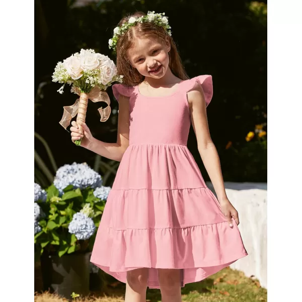 Arshiner Toddler Dress Little Girls Summer Cotton Backless High Low Hem Beach Casual Sundress with Pockets