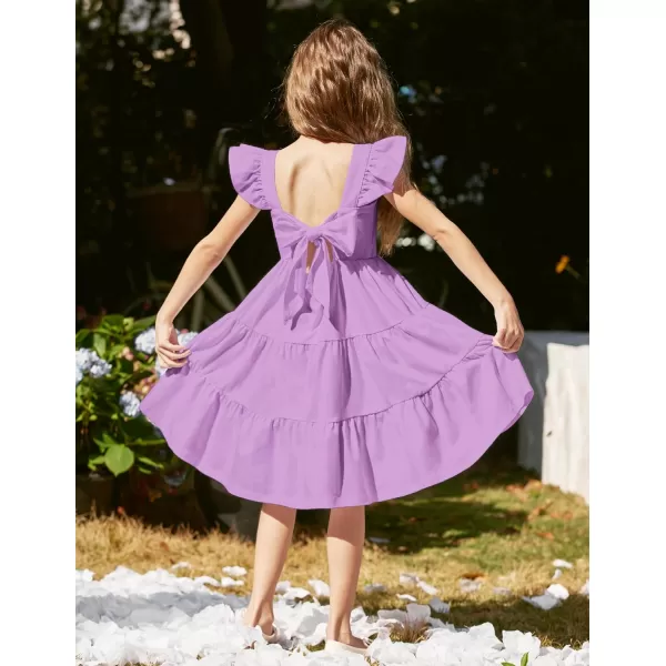 Arshiner Toddler Dress Little Girls Summer Cotton Backless High Low Hem Beach Casual Sundress with Pockets