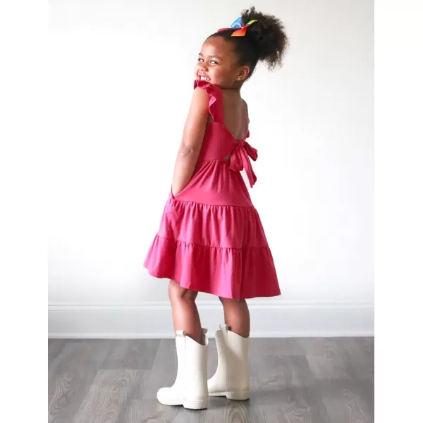 Arshiner Toddler Dress Little Girls Summer Cotton Backless High Low Hem Beach Casual Sundress with Pockets