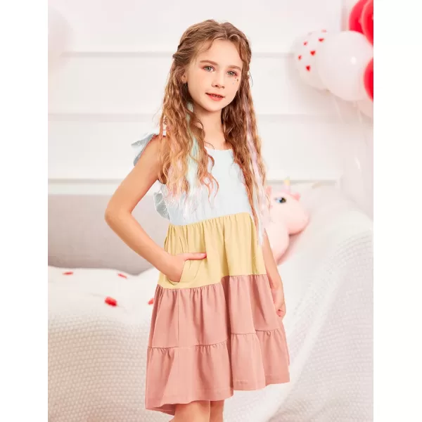 Arshiner Toddler Dress Little Girls Summer Cotton Backless High Low Hem Beach Casual Sundress with Pockets