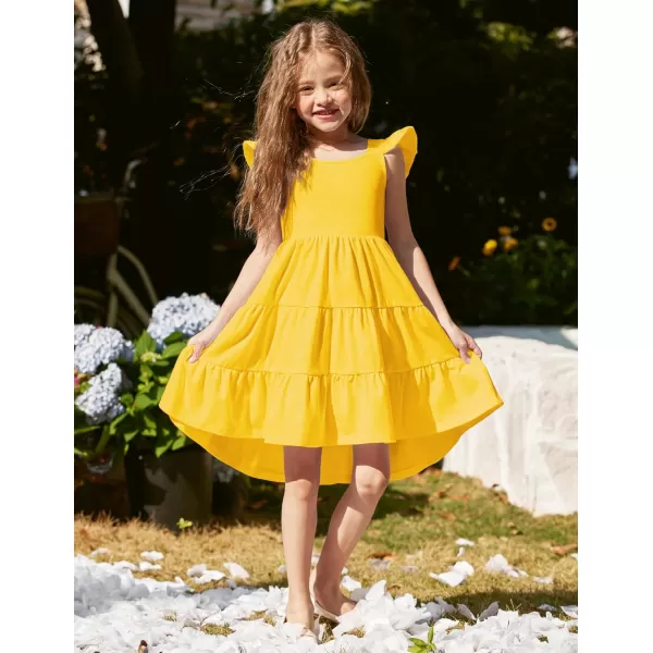 Arshiner Toddler Dress Little Girls Summer Cotton Backless High Low Hem Beach Casual Sundress with Pockets
