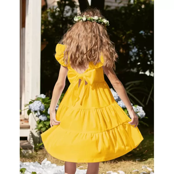 Arshiner Toddler Dress Little Girls Summer Cotton Backless High Low Hem Beach Casual Sundress with Pockets