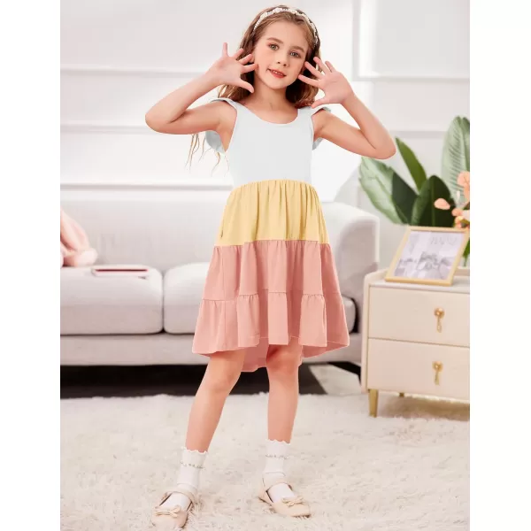 Arshiner Toddler Dress Little Girls Summer Cotton Backless High Low Hem Beach Casual Sundress with Pockets