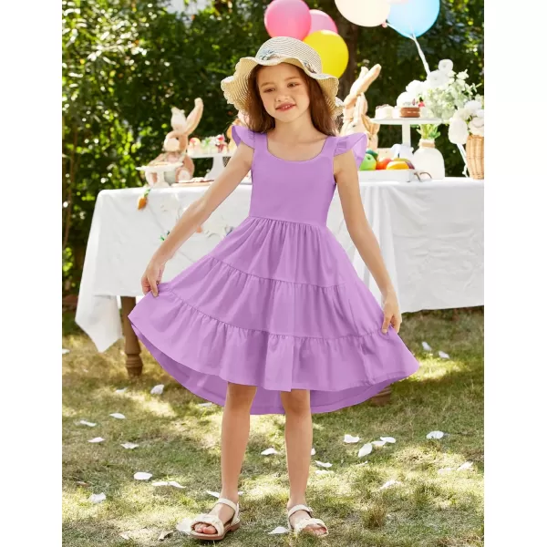 Arshiner Toddler Dress Little Girls Summer Cotton Backless High Low Hem Beach Casual Sundress with Pockets