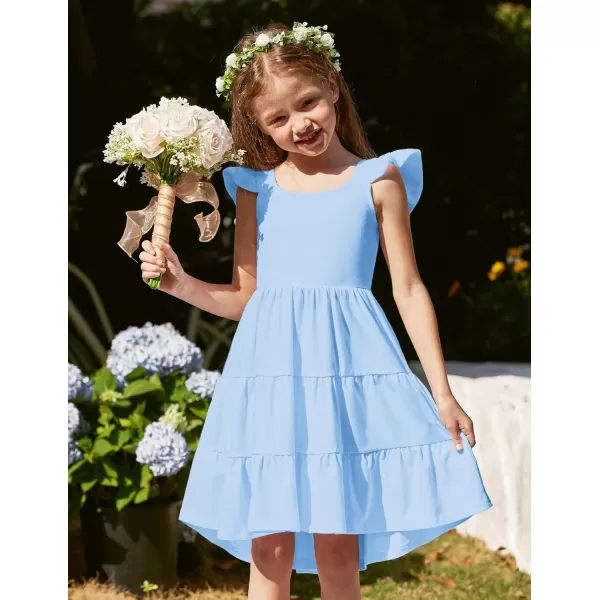 Arshiner Toddler Dress Little Girls Summer Cotton Backless High Low Hem Beach Casual Sundress with Pockets