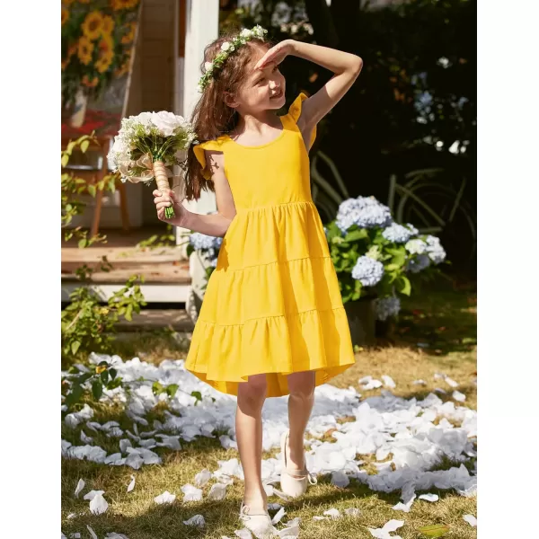 Arshiner Toddler Dress Little Girls Summer Cotton Backless High Low Hem Beach Casual Sundress with Pockets