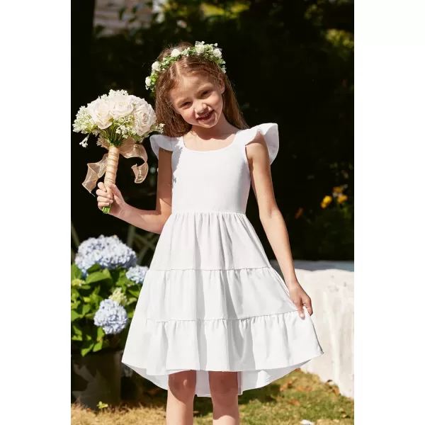Arshiner Toddler Dress Little Girls Summer Cotton Backless High Low Hem Beach Casual Sundress with Pockets