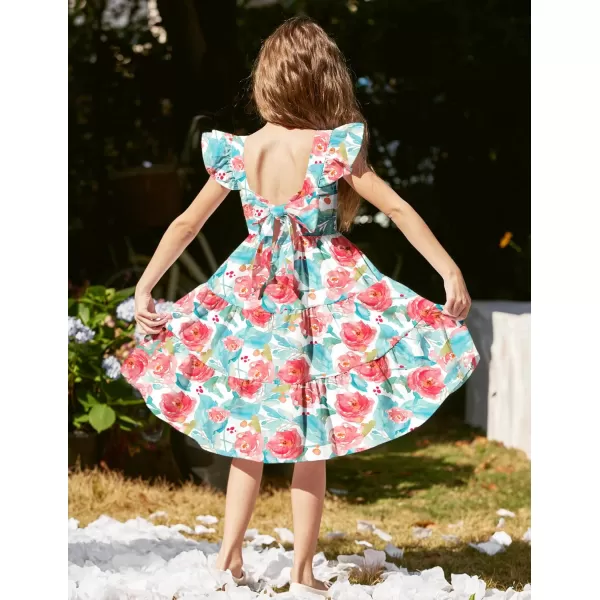 Arshiner Toddler Dress Little Girls Summer Cotton Backless High Low Hem Beach Casual Sundress with Pockets
