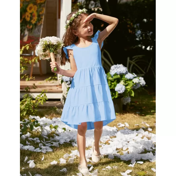 Arshiner Toddler Dress Little Girls Summer Cotton Backless High Low Hem Beach Casual Sundress with Pockets