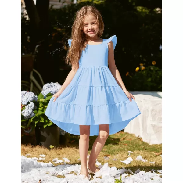 Arshiner Toddler Dress Little Girls Summer Cotton Backless High Low Hem Beach Casual Sundress with Pockets
