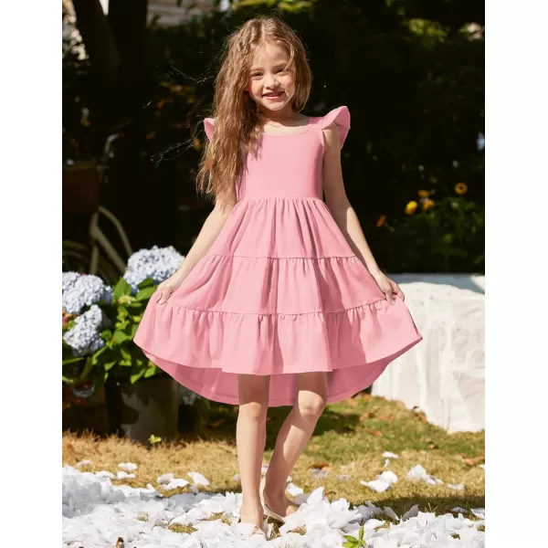 Arshiner Toddler Dress Little Girls Summer Cotton Backless High Low Hem Beach Casual Sundress with Pockets